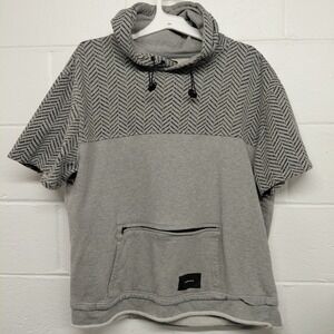 Parish Nation Mens 2XL Short Sleeve Pullover Sweatshirt Hoodie Gray Chevron Logo